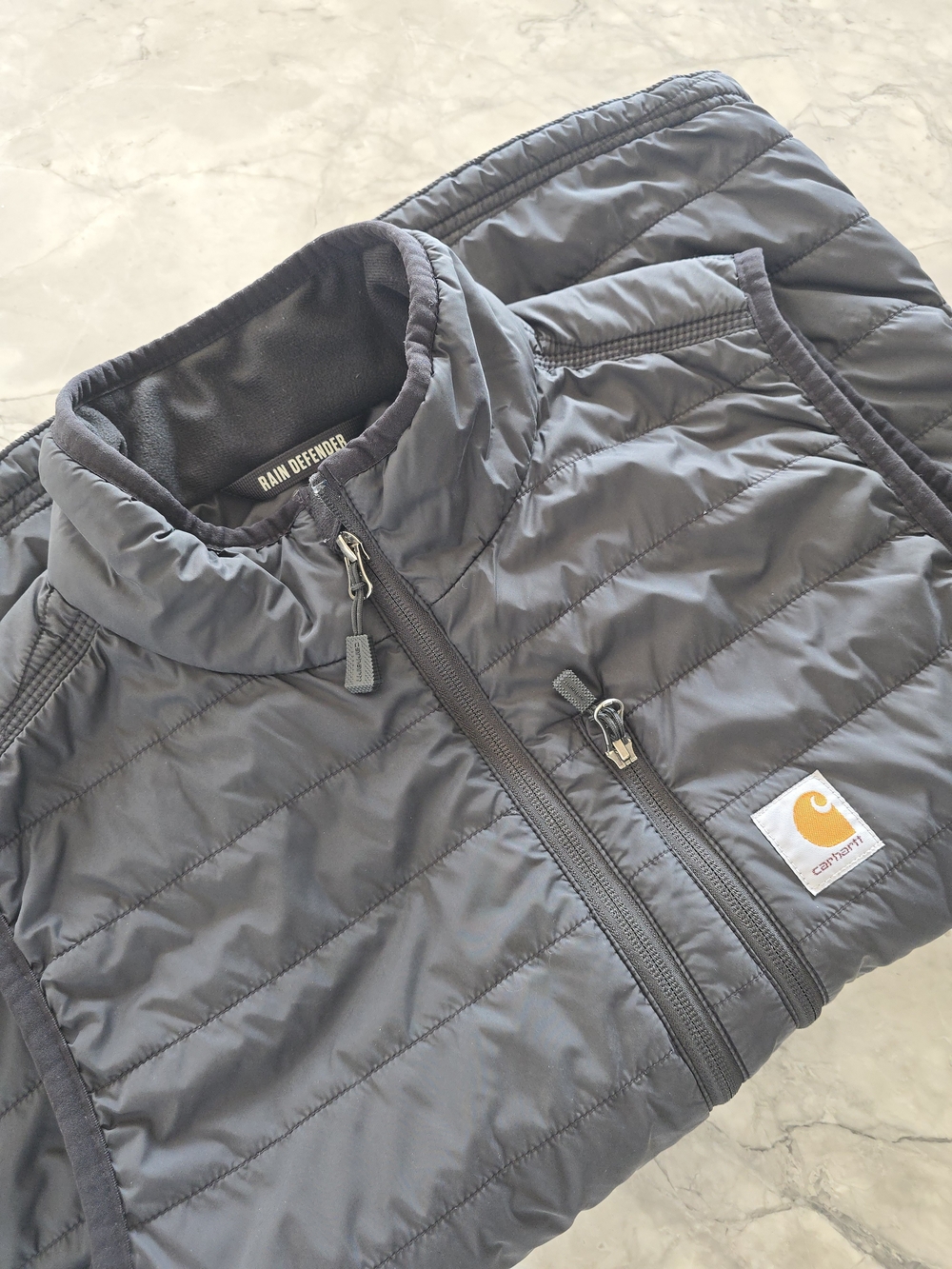 Black Carhartt Men's Quilted Rain Defender Vest - Size Large